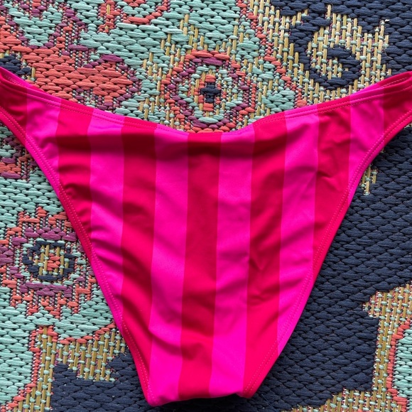 BCBG Red Stripe High Cut Bikini Bottom - Picture 3 of 5